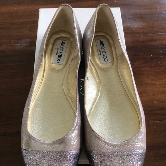 JIMMY CHOO Ballet Flat Multi whirl EU40, 10 beige metallic sparkle glitter shine - Picture 8 of 10